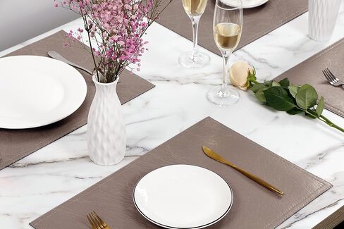 Waterproof PU Placemats, Faux Leather Dinging Table Mat, Set of 4, Easy to Wipe Off Scrub Vinyl Mat, Heat & Stain Resistant for Office Conference Table, Home Decor in Kuwait
