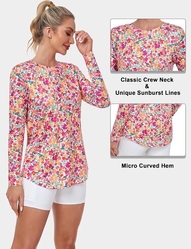 Women Long Sleeve Shirts, Sport Workout Shirt Crewneck, Lightweight Quick Dry Hiking Athletic Tops in Saudi Arabia