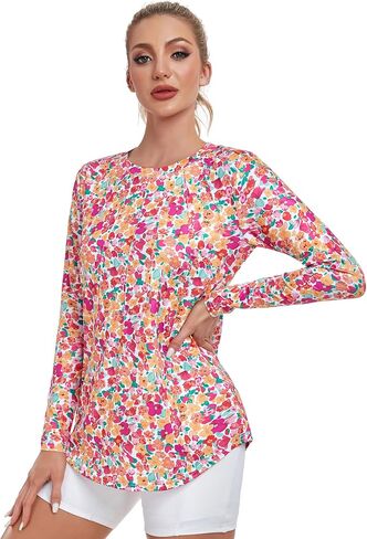 Women Long Sleeve Shirts, Sport Workout Shirt Crewneck, Lightweight Quick Dry Hiking Athletic Tops in Saudi Arabia