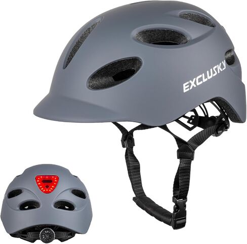 Bike Helmet, Exclusky Bicycle Helmet with LED Rear Light Bicycle Helmet for Men Women Cycle Helmet Mountain Biking Helmet with Detachable Visor,Mountain Cycling Helmet Adjustable Size in Saudi Arabia