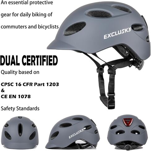 Bike Helmet, Exclusky Bicycle Helmet with LED Rear Light Bicycle Helmet for Men Women Cycle Helmet Mountain Biking Helmet with Detachable Visor,Mountain Cycling Helmet Adjustable Size in Saudi Arabia