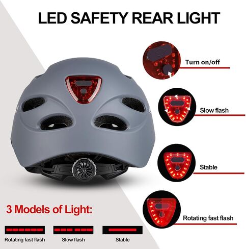 Bike Helmet, Exclusky Bicycle Helmet with LED Rear Light Bicycle Helmet for Men Women Cycle Helmet Mountain Biking Helmet with Detachable Visor,Mountain Cycling Helmet Adjustable Size in Saudi Arabia