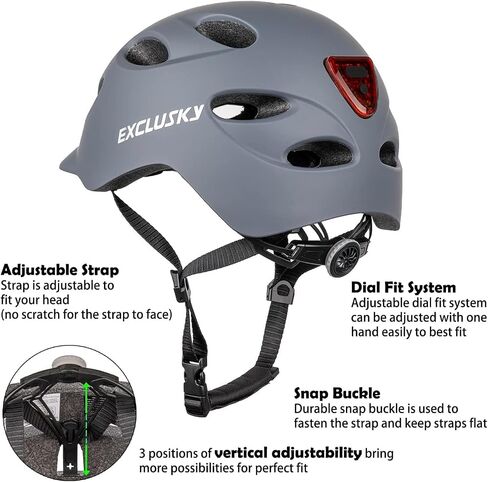 Bike Helmet, Exclusky Bicycle Helmet with LED Rear Light Bicycle Helmet for Men Women Cycle Helmet Mountain Biking Helmet with Detachable Visor,Mountain Cycling Helmet Adjustable Size in Saudi Arabia