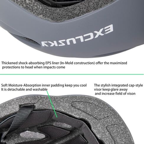 Bike Helmet, Exclusky Bicycle Helmet with LED Rear Light Bicycle Helmet for Men Women Cycle Helmet Mountain Biking Helmet with Detachable Visor,Mountain Cycling Helmet Adjustable Size in Saudi Arabia