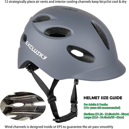Bike Helmet, Exclusky Bicycle Helmet with LED Rear Light Bicycle Helmet for Men Women Cycle Helmet Mountain Biking Helmet with Detachable Visor,Mountain Cycling Helmet Adjustable Size in Saudi Arabia