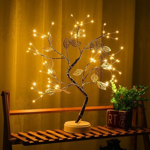 Tabletop Bonsai Tree Branch Light, 72/108 LED Wire String Lights with Touch Switch, USB/Battery Operated Artificial Tree Lamp for Bedroom, Desktop, Night Light, Gifts for Mom, Friends (108 LEDs) in Saudi Arabia