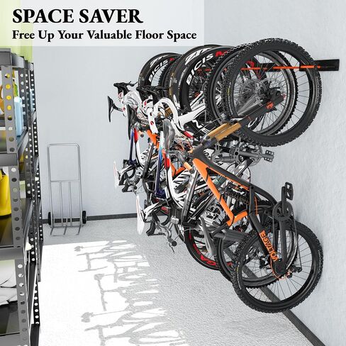 YYR Bike Wall Mount Storage Rack, Bike Hangers for Garage, Heavy Duty Indoor Bicycle Organizer Holds Up to 260 LBS, 4 Metal Bike Hooks in Saudi Arabia