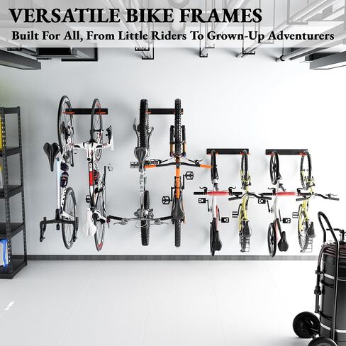 YYR Bike Wall Mount Storage Rack, Bike Hangers for Garage, Heavy Duty Indoor Bicycle Organizer Holds Up to 260 LBS, 4 Metal Bike Hooks in Saudi Arabia