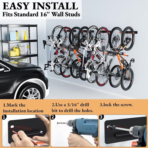 YYR Bike Wall Mount Storage Rack, Bike Hangers for Garage, Heavy Duty Indoor Bicycle Organizer Holds Up to 260 LBS, 4 Metal Bike Hooks in Saudi Arabia