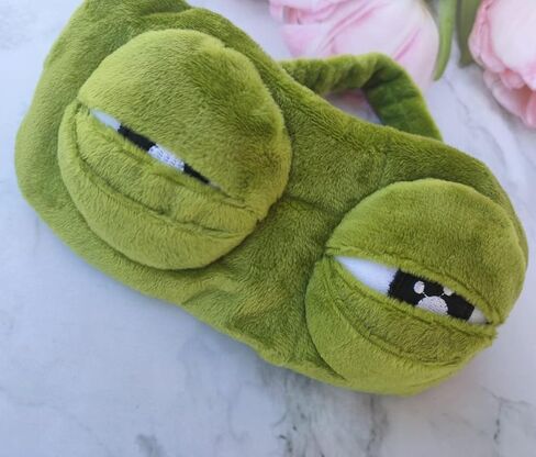 2 حزمة لطيف 3D قناع النوم العين الضفدع، مضحك لطيف الضفدع العين غطاء الغمامة للأطفال البالغين، لينة قناع النوم اييشادي للطائرة السفر اليوغا مكتب المفاجئة (الوردي والأخضر) in Kuwait