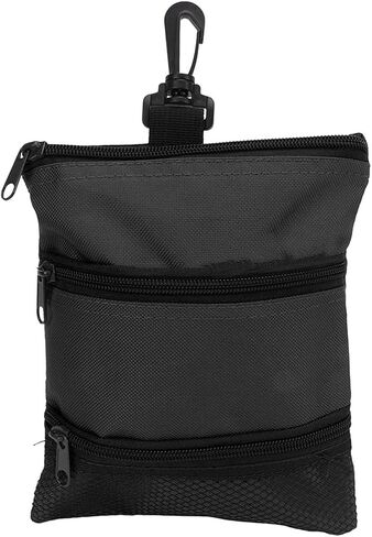 OUKENS Golf Tee Bag, 8 x 6.6in Cloth Golf Tee Pouch Portable Zipper Golf Ball Bag Multi Pocket Golf Tee Hand Bag with Clip for Men Women in Kuwait