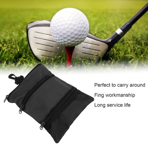 OUKENS Golf Tee Bag, 8 x 6.6in Cloth Golf Tee Pouch Portable Zipper Golf Ball Bag Multi Pocket Golf Tee Hand Bag with Clip for Men Women in Kuwait