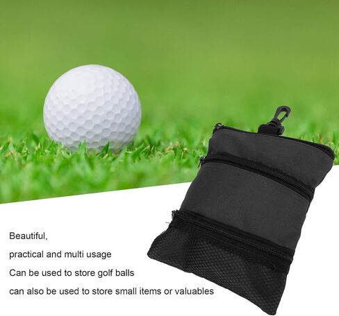 OUKENS Golf Tee Bag, 8 x 6.6in Cloth Golf Tee Pouch Portable Zipper Golf Ball Bag Multi Pocket Golf Tee Hand Bag with Clip for Men Women in Kuwait