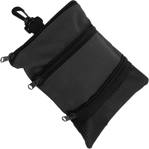 OUKENS Golf Tee Bag, 8 x 6.6in Cloth Golf Tee Pouch Portable Zipper Golf Ball Bag Multi Pocket Golf Tee Hand Bag with Clip for Men Women in Kuwait