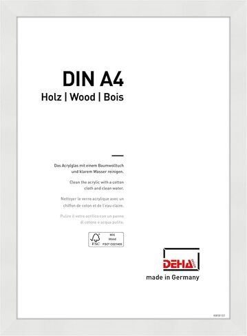 DEHA Design 16x20 Picture Frame Fontana White Wooden Frame with shatter resistant acrylic glass Horizontal and Vertical format for wall or tabletop with back easel in Saudi Arabia