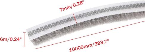 تجريد الطقس بعرض 0.28 بوصة × سمك 0.24 بوصة × طول 32.8 قدم مع دعامة لاصقة، فرشاة كومة اللباد تجريد الطقس لشريط إغلاق باب النافذة، رمادي in Kuwait