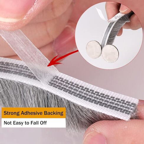 تجريد الطقس بعرض 0.28 بوصة × سمك 0.24 بوصة × طول 32.8 قدم مع دعامة لاصقة، فرشاة كومة اللباد تجريد الطقس لشريط إغلاق باب النافذة، رمادي in Kuwait