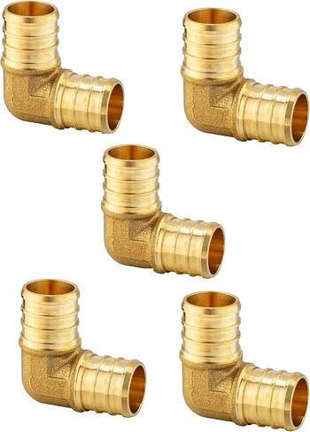 5 قطع من تركيبات EFIELD Barb Crimp Pex النحاسية مقاس 1 بوصة × 1 بوصة كوع لأنابيب Pex، ASTM F1807 in Saudi Arabia