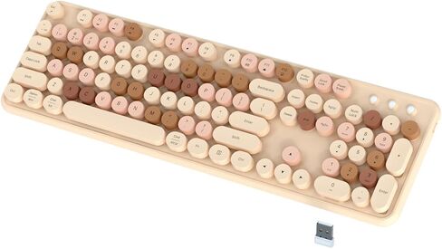 لوحة مفاتيح JAMfit Typewriter لاسلكية 2.4 جيجا هرتز ولوحة مفاتيح تعمل بتقنية Bluetooth مزدوجة الوضع مع فرشاة نظيفة، أغطية مفاتيح مستديرة ذات 104 مفاتيح للأجهزة المتعددة (أبيض-أخضر داكن) in Kuwait