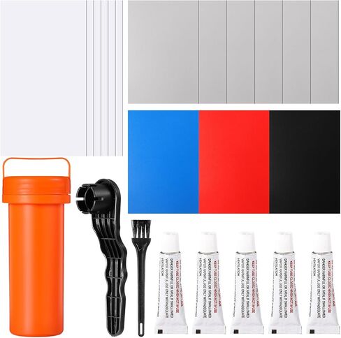 Inflatable Boat Repair Kit Include 9 PVC Patch, 6 TPU Repair Patch, 1 Maintenance Barrel, 1 Valve Wrench, 1 Brush and 5 Pcs 3g Glue, Rubber Boat Repair Patches Set for Inflatable Kayak in Saudi Arabia