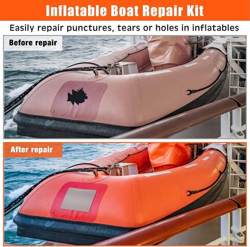 Inflatable Boat Repair Kit Include 9 PVC Patch, 6 TPU Repair Patch, 1 Maintenance Barrel, 1 Valve Wrench, 1 Brush and 5 Pcs 3g Glue, Rubber Boat Repair Patches Set for Inflatable Kayak in Saudi Arabia
