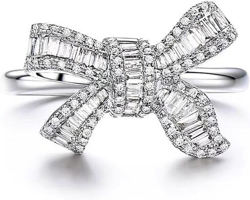 رو دولف مكعب زركونيا القوس خواتم للنساء الفضة مطلي Bowknot حلقة غير تشويه سباركلي تشيكوسلوفاكيا القوس خواتم الشريط خواتم الخطبة للسفر عصابات الزفاف هدايا مجوهرات للعرائس in Kuwait