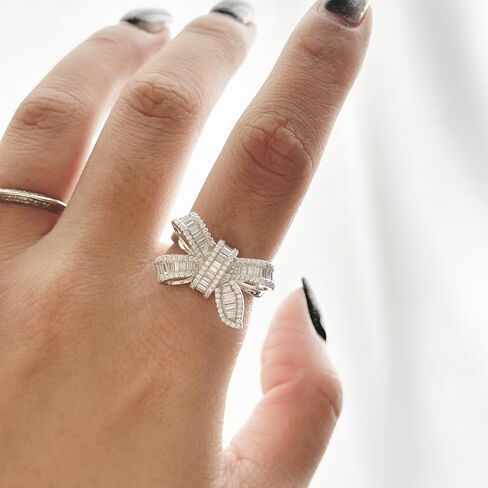 رو دولف مكعب زركونيا القوس خواتم للنساء الفضة مطلي Bowknot حلقة غير تشويه سباركلي تشيكوسلوفاكيا القوس خواتم الشريط خواتم الخطبة للسفر عصابات الزفاف هدايا مجوهرات للعرائس in Kuwait