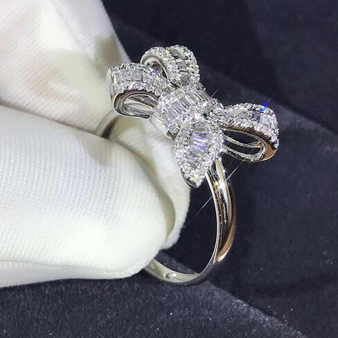 رو دولف مكعب زركونيا القوس خواتم للنساء الفضة مطلي Bowknot حلقة غير تشويه سباركلي تشيكوسلوفاكيا القوس خواتم الشريط خواتم الخطبة للسفر عصابات الزفاف هدايا مجوهرات للعرائس in Kuwait