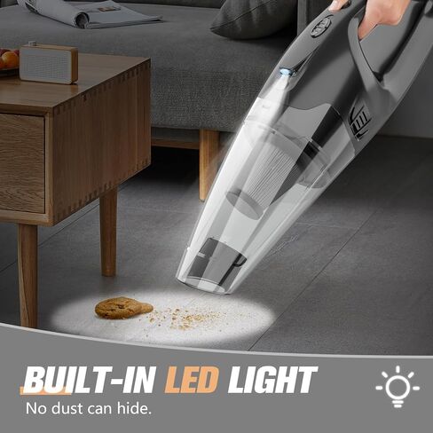مكنسة كهربائية محمولة لاسلكية قابلة لإعادة الشحن مع LED، شحن USB، مكانس يدوية خفيفة الوزن، مكنسة كهربائية لاسلكية قابلة لإعادة الشحن، مكنسة يدوية 1.65 رطل للسيارة/المنزل/الحيوانات الأليفة in Kuwait
