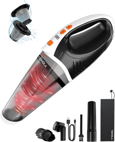 TEMOLA Handheld Vacuum Cordless, Car Vacuum Portable with Brushless Motor, 15000PA High Power Hand Held Vacuum, 2-Speed Design Car Mini Vacuum Cleaner with LED, Car Accessories for Car Home Cleaning in Saudi Arabia