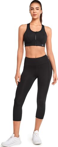 Yvette حمالات صدر رياضية بسحاب أمامي للإغلاق للنساء، حمالة صدر داعمة للتمرين عالية التأثير مقاس كبير للصدر الكبير، أسود داكن، مقاس M Plus in Kuwait