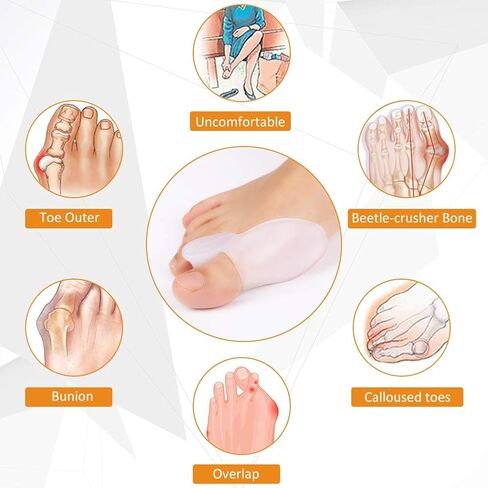 مجموعة جل لحماية ورم إصبع القدم الكبير للرجال والنساء، مصحح ورم إصبع القدم الكبير لعلاج إصبع القدم المطرقة، وأصابع القدم المتداخلة وأصابع القدم الملتوية، للاستخدام ليلاً ونهارًا للجري والنوم in Kuwait