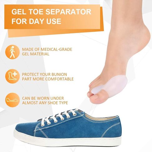 مجموعة جل لحماية ورم إصبع القدم الكبير للرجال والنساء، مصحح ورم إصبع القدم الكبير لعلاج إصبع القدم المطرقة، وأصابع القدم المتداخلة وأصابع القدم الملتوية، للاستخدام ليلاً ونهارًا للجري والنوم in Kuwait