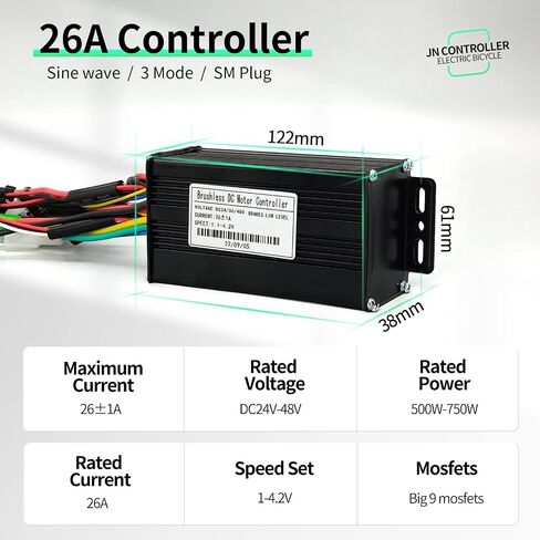 36V/48V 26A Brushless Controller Mini Colour LCD CS866 Display for Electric Bicycle Scooter Mountain Bike Parts in Saudi Arabia