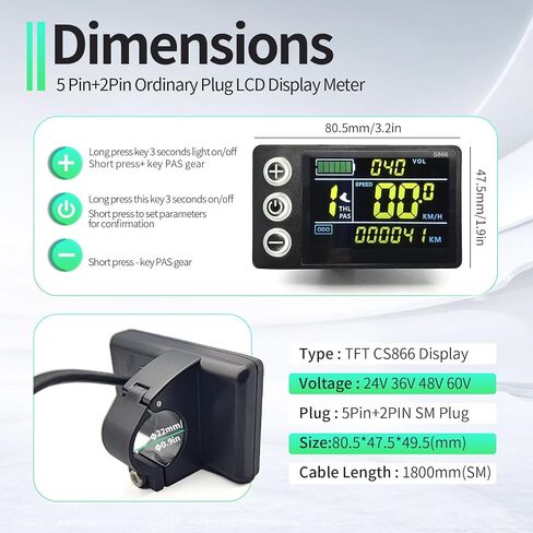 36V/48V 26A Brushless Controller Mini Colour LCD CS866 Display for Electric Bicycle Scooter Mountain Bike Parts in Saudi Arabia