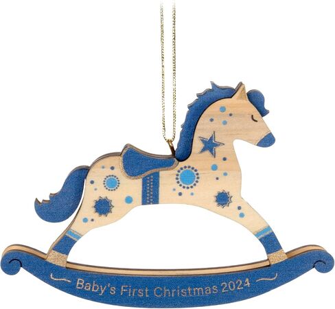 Hallmark Keepsake Christmas Ornament 2024, Baby Girl's First Christmas Rocking Horse 2024, Wood, Baby Shower Gifts in Saudi Arabia