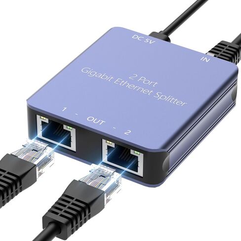 موزع إيثرنت Semusgx من 1 إلى 2 عالي السرعة 1000 ميجابت في الثانية، موزع RJ45 جيجابت إيثرنت، موصل مقسم إنترنت LAN لـ Cat 5/5e/6/7/8 (جهازان للشبكات في وقت واحد) in Saudi Arabia