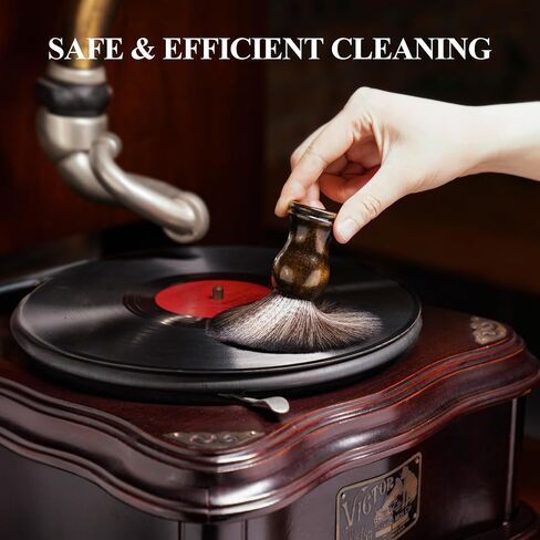 NiHome Vinyl Record Cleaning Brush, Anti-Static Soft LP Record Cleaner, Vinyl Dust Remover Brush with Ultra-Fine Fiber Bristles, Safe for Vinyl LP CD Album Care, Retro Design with Beech Wood Handle in Saudi Arabia