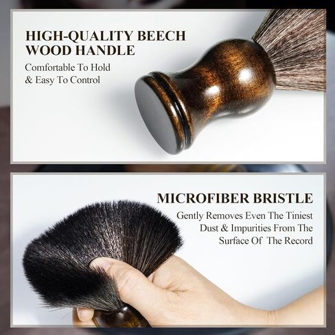 NiHome Vinyl Record Cleaning Brush, Anti-Static Soft LP Record Cleaner, Vinyl Dust Remover Brush with Ultra-Fine Fiber Bristles, Safe for Vinyl LP CD Album Care, Retro Design with Beech Wood Handle in Saudi Arabia