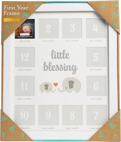 إطار صور Kate & Milo My First Year، إطار صورة Baby Milestone، ديكور حضانة تذكار لحديثي الولادة، هدية طفلة وطفل رضيع، You Are So Loved، أبيض in Kuwait