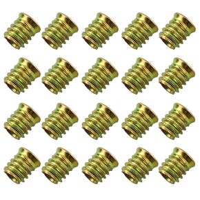 20PCS Metal with Meshed Inner and Outer Teeth Pre Assembled Hexagon Nuts for Furniture Hardwood Solid Eood Furniture Combination Home Fasteners