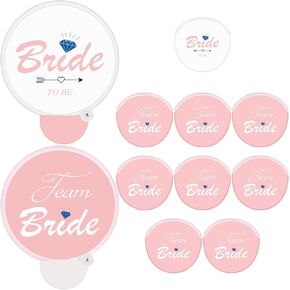 9 Pcs Wedding Folding Fan with Handle Bachelor Bachelorette Fan 7.84" Round Hand Fan Bridesmaid Groomsmen Gifts Portable Pocket Fan for Wedding Bachelor Bachelorette Party Decor(Bride Style)