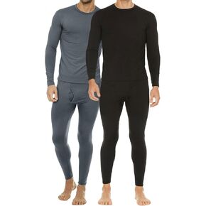 Thermajohn 2 Pack Thermal Underwear for Men Size XS Black & Charcoal