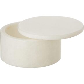 Queenza White Marble Salt Cellar with Lid - 3 Inch Salt and Pepper Bowls, Ramekins, Kosher Salt Holder