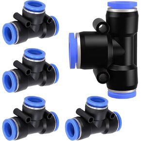 6mm OD Tee Plastic Push to Connect Fittings 3 Ways Tube Connect Push Fit Push Lock PE-06 (Pack of 5) in Kuwait