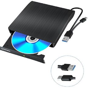 External Bluray DVD Drive,Portable 3D Blu-ray External DVD Drive with USB 3.0 and Type-C Dual Port, External Blu Ray Player Suitable for Windows XP/7/8/10/11 MacOS for PC,Laptop,Desktop,Mac