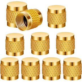 HVAC Valve Caps, 1/4 Flare Solid Brass Cap, 100% Leak-Proof Refrigerant Locking Caps for HVAC System, AC Service Valve Cap Pack of 10