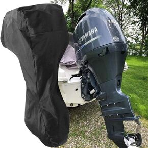 Outboard Boat Motor Cover Waterproof Boat Engine Full Covers for UP-5HP/ 8-10HP/ 15-20HP/ 25-30HP/ 40-50HP/ 60-90HP/ 100-150HP Outboard Motors (420D Oxford Fabric, 53x57x47in for 15-20HP)
