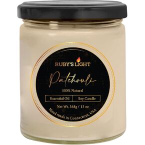 شموع زيت الباتشولي العطري، شمعة زيت عطري عطري، وعاء زجاجي 16 أونصة، شمعة شمع الصويا الطبيعية بالكامل، وقت احتراق 70 ساعة، هدية للنساء والرجال (الباتشولي)