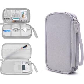 Double Layer Diabetic Supplies Storage Bag Carrying Case Organizer for Glucose Meter Insulin Pen Diabetes Testing Kit, Test Strips, Lancets, Syringe, Lancing Device, Alcohol Wipe Ice Pack (Pink)